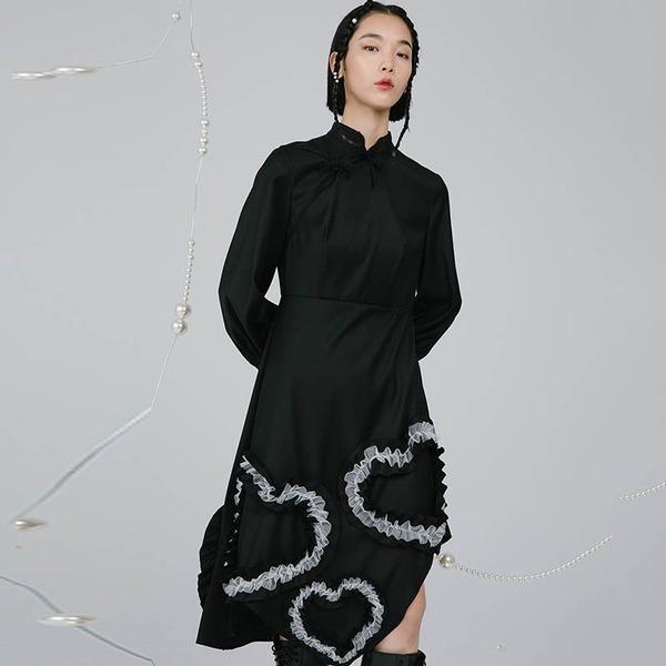 Winter Full Sleeve Casual Style Loose Patchwork Love Pattern Dress - Omychic