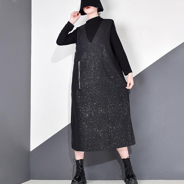 Sleeveless Dress Women Fashion New Loose Sequined  Pleated Goddess Fan Elegant 2020 Winter Casual Style Dress - Omychic