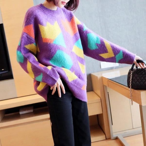 Fashion New Style O Neck Collar Long Sleeve Pullover Tie Dye Elegant Loose Top - Omychic