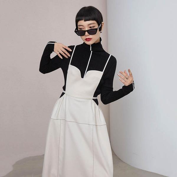 2020 Winter Black Elegant Casual Style Loose Dress - Omychic
