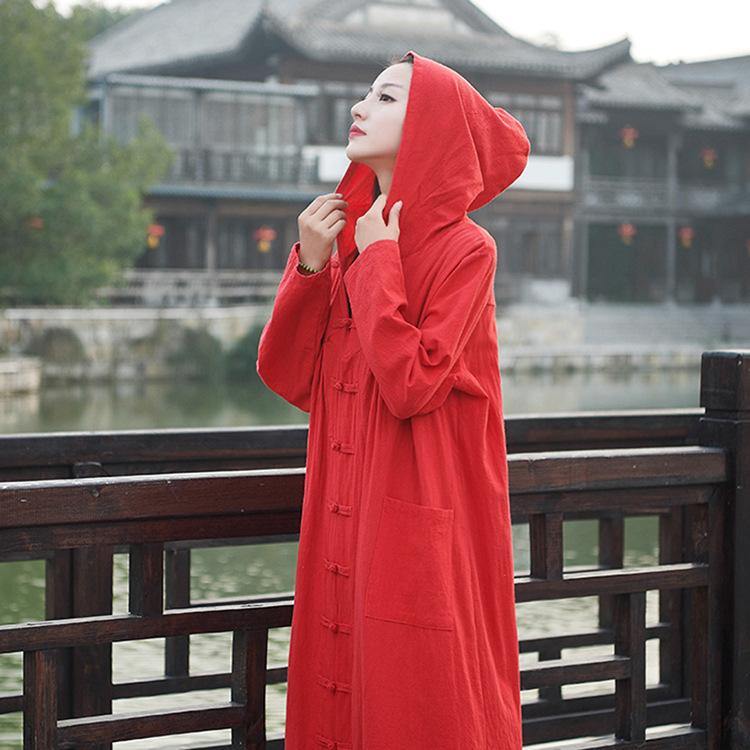 Vintage Witch Cotton Linen Autumn Winter Robe Long Cardigan Coats - Omychic