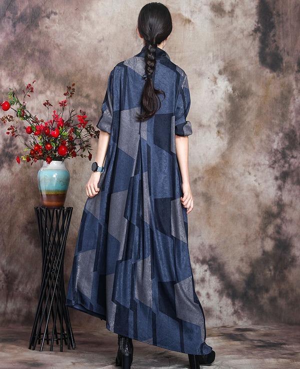 Plus Size Patchwork Dresses Female 2020 Autumn Spring Dress - Omychic