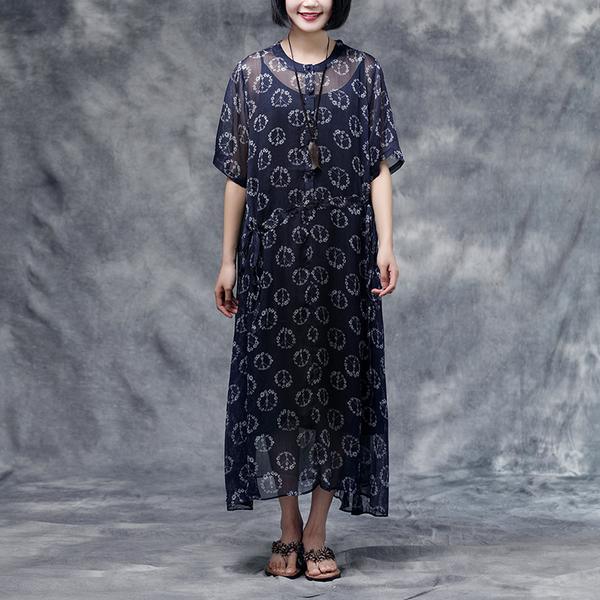 Summer Floral Short Sleeve Casual Two-piece Dress - Omychic