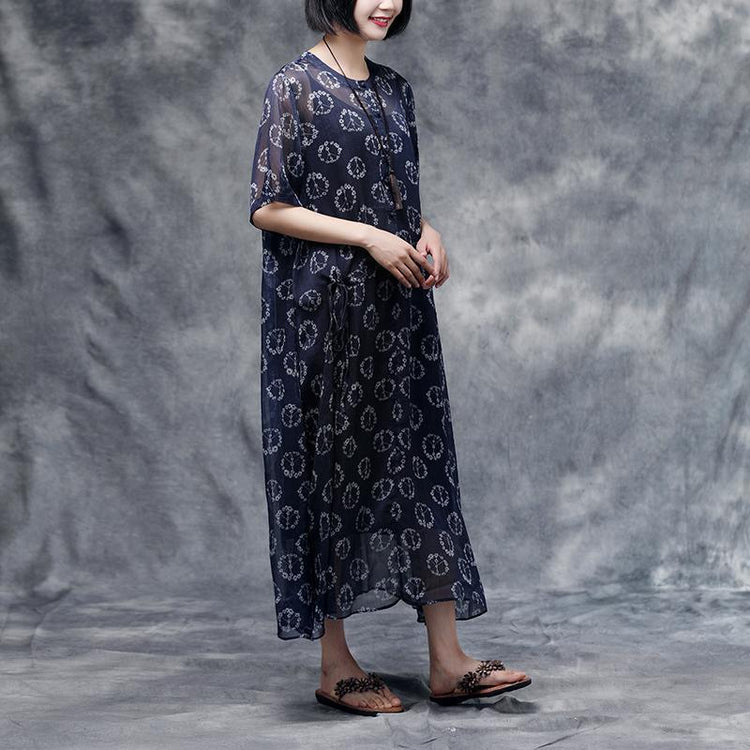 Summer Floral Short Sleeve Blue Casual Two-piece Dress - Omychic