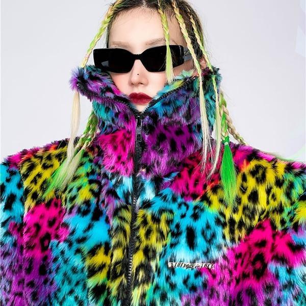 Winter Fashion New Personality Splicing Pu Long Sleeve Street Trendy Parka Coat - Omychic
