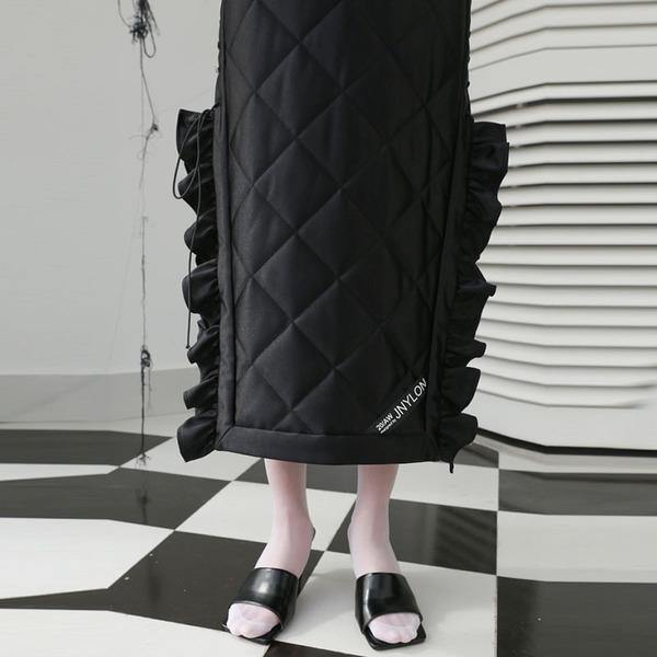 Women Strapless Backless Patchwork Black 2020 Winter Minority Loose Dress - Omychic