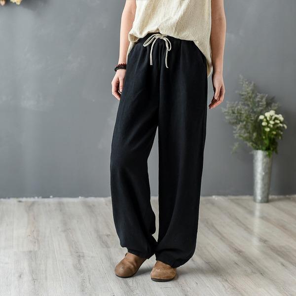 Autumn Winter 2020 New Casual Elastic Waist Lace Up Straight Pants - Omychic