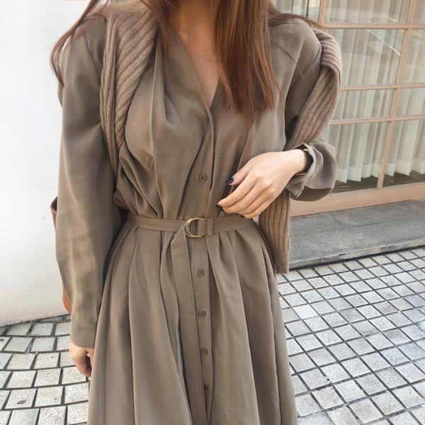 Spring Elegant Long Sleeve Belted Women Dress Straight Loose Vestidos - Omychic