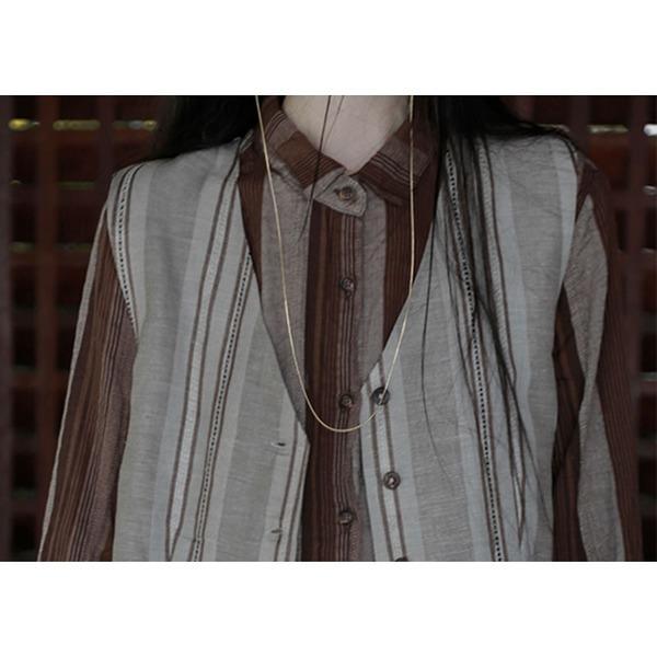 Vintage Striped Patchwork Vest Women Winter Trendy Fashion New Style V Neck Top - Omychic