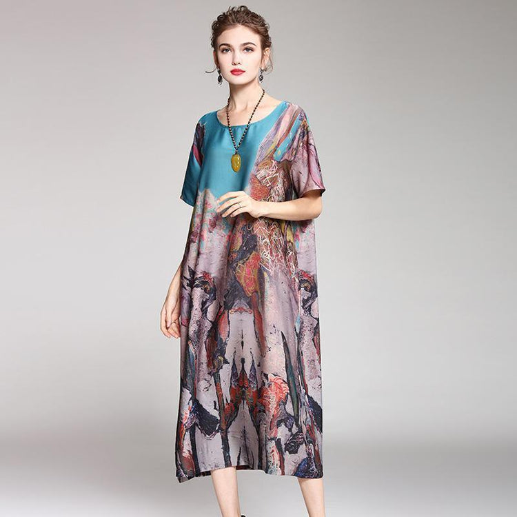 Elegant Lady Print Loose Summer Dress - Omychic