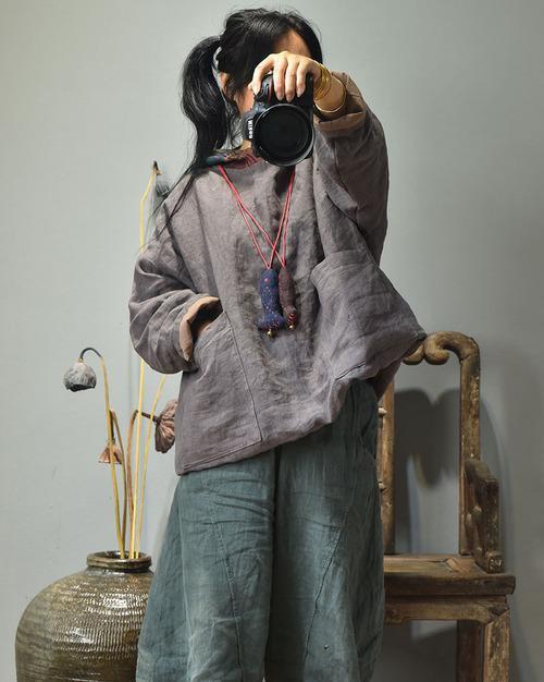 Women Linen Patchwork Hooded Coat Parkas Ladies Vintage Flax Tops Female 2020 Outerwear 2020 Autumn Winter - Omychic