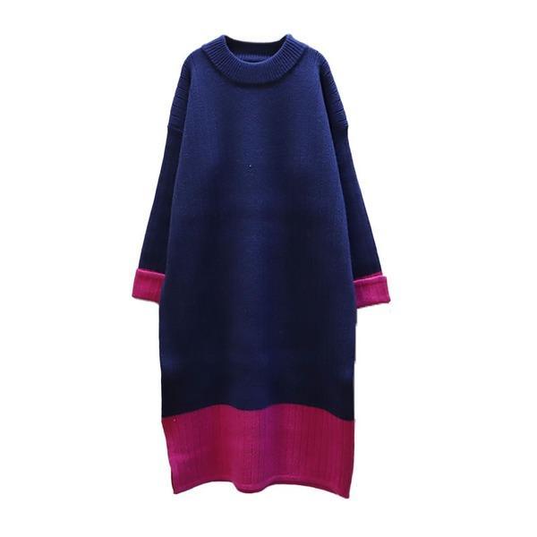 Fashion New Contrast Color O-neck Collar Pullover Loose All-match - Omychic