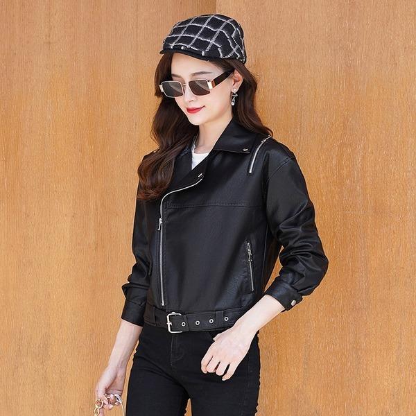 plus size black PU Faux Leather Jackets women casual Loose autumn Zipper Wild Motor Biker Jacket 2020 Clothes Coat - Omychic