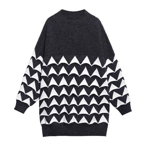 Print Pattern Knitted Pullover Sweater Women 2021 Winter Casual Fashion  Sweater - Omychic