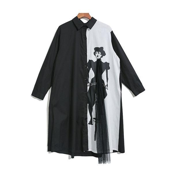 long sleeve plus size cotton linen vintage women casual loose midi autumn elegant party shirt dress clothes - Omychic