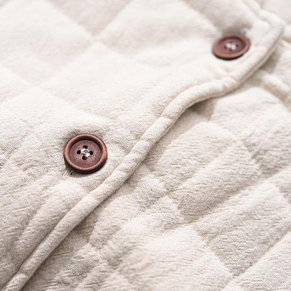 Women Thick Plaid Parkas Vintage Stand Coats Winter New Pockets Button Parkas Coats - Omychic