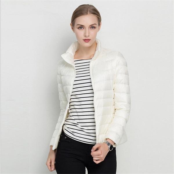 Women Coat Autumn Winter 90% White Duck Down Jacket  16 Colors Warm Slim Zipper Fashion Light Down Coat - Omychic