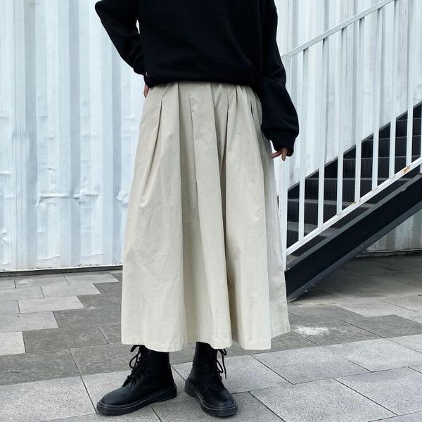 Elastic Waist Solid Color Small Fresh Casual Style 2021 Winter Elegant Skirt - Omychic
