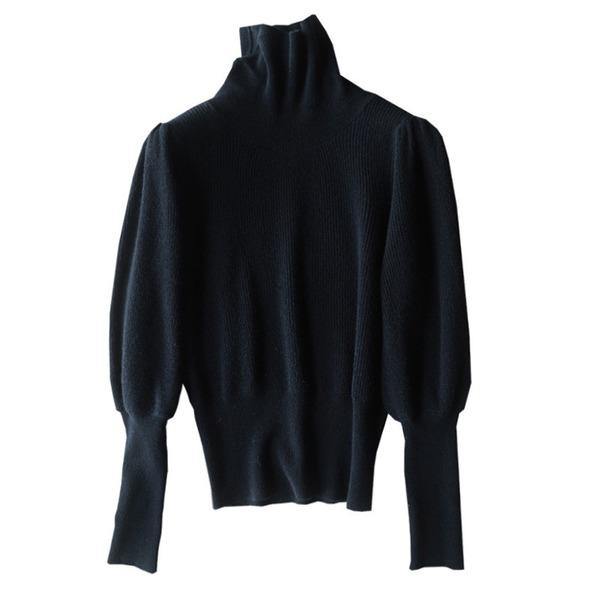 Turtleneck Black 2021 Winter Small Fresh Casual Style Sweater - Omychic