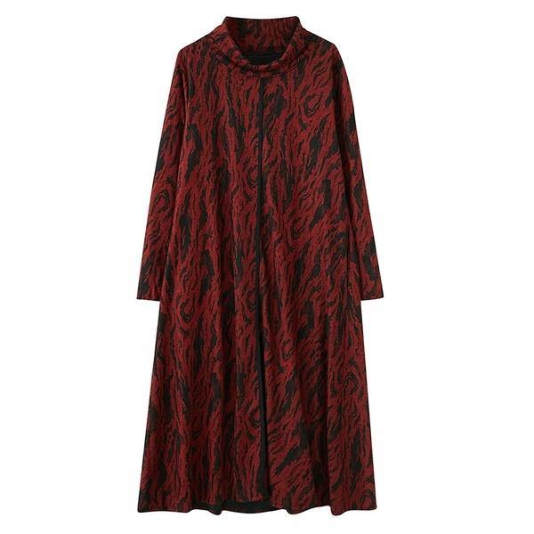 plus size cotton woolen vintage for women casual loose autumn winter dress - Omychic