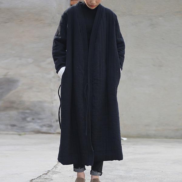 Women Cotton Linen Parkas Coats 2020 Winter New Vintage  Large Size Plus Cotton Long Coats - Omychic