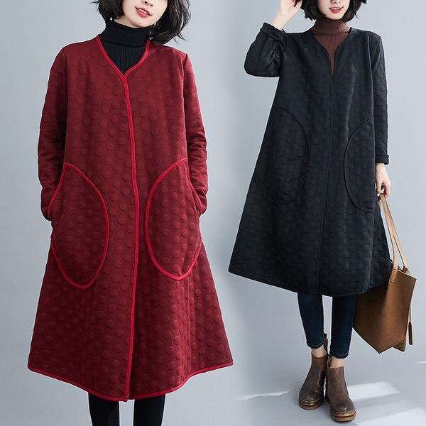 cotton plus size vintage casual loose long winter autumn spring trench coat - Omychic