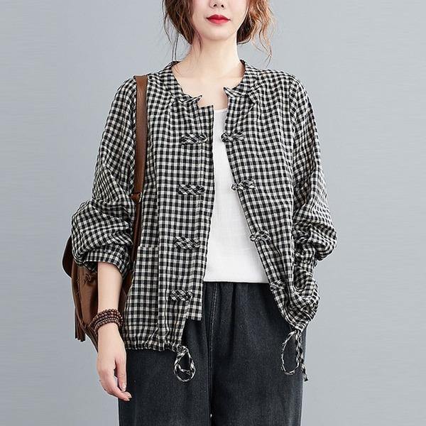 Oversized Women Autumn Cotton Linen Jackets New Arrival 2020 Loose Casual Outerwear Coats - Omychic