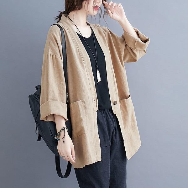 2020 Autumn Vintage Solid Color Loose Comfortable Female Outerwer Coats - Omychic