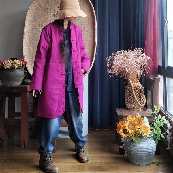 Loose Thin Long Parkas New 2020 Spring Stand Collar Linen Female Coats - Omychic