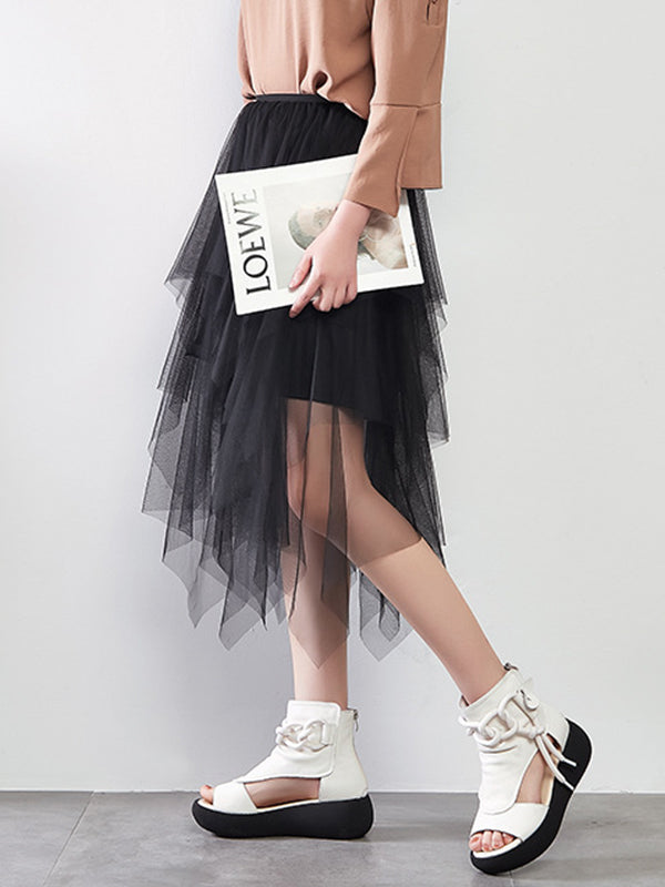 【Leather】Original Casual Solid Color Hollow Out Fish Mouth Platform Shoes