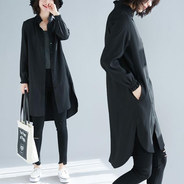 omychic plus size black cotton vintage korean Casual loose spring shirt women blouse 2020 clothes ladies tops streetwear - Omychic
