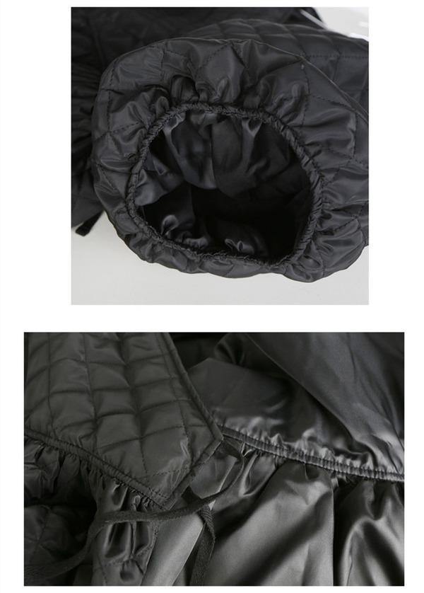 2020 New Autumn V-collar 3/4 Sleeve Black Long Bandage Cotton-padded Coat - Omychic