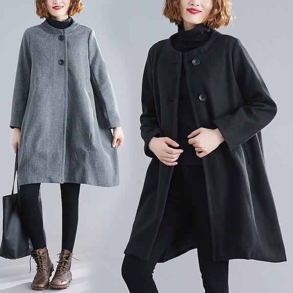 gray black wool plus size casual loose autumn winter coat women 2020 clothes Outerwear - Omychic