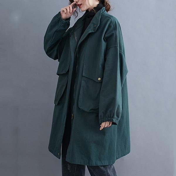 cotton plus size Oversized vintage casual loose midi winter autumn spring trench coat - Omychic