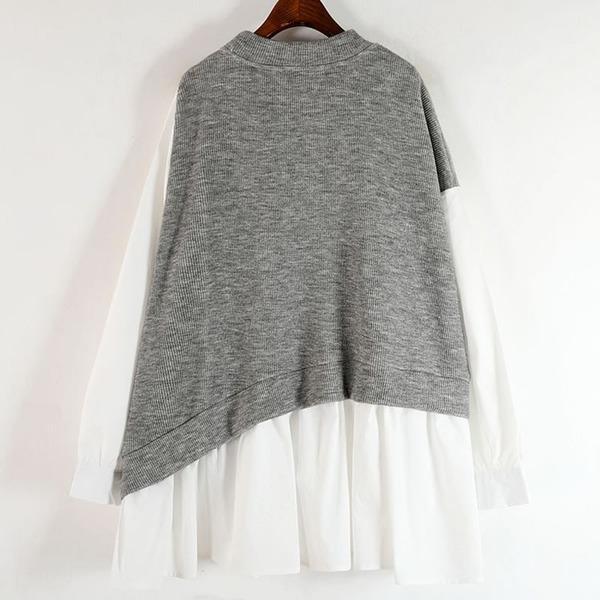 Patchwork Button Irregular Shirt  Winter  New Style Temperament All Match Women Clothes - Omychic