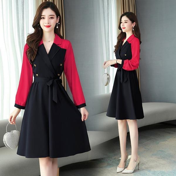 long sleeve plus size women causal loose midi spring  autumn dress   for women - Omychic