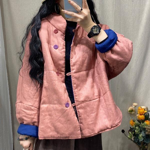 Women Winter Solid Color Patchwork Parkas Short Coat Outerwear - Omychic