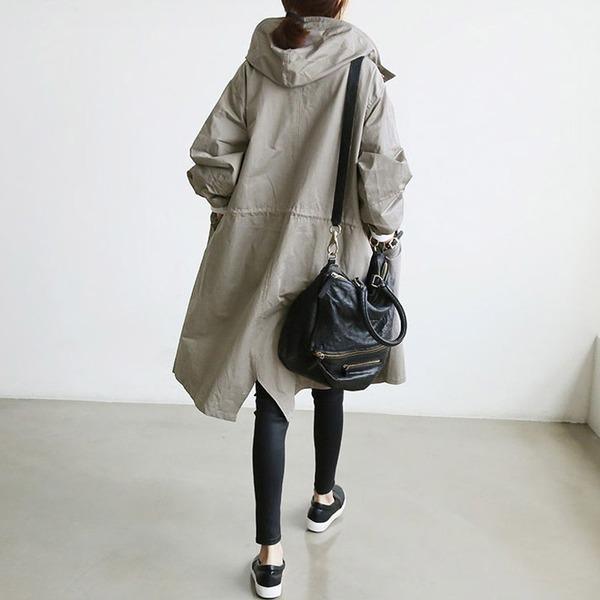 2020 New Solid Color Casual Korean Hooded Collar Loose Winter Women Trench Plus Size Simple Women Coats - Omychic