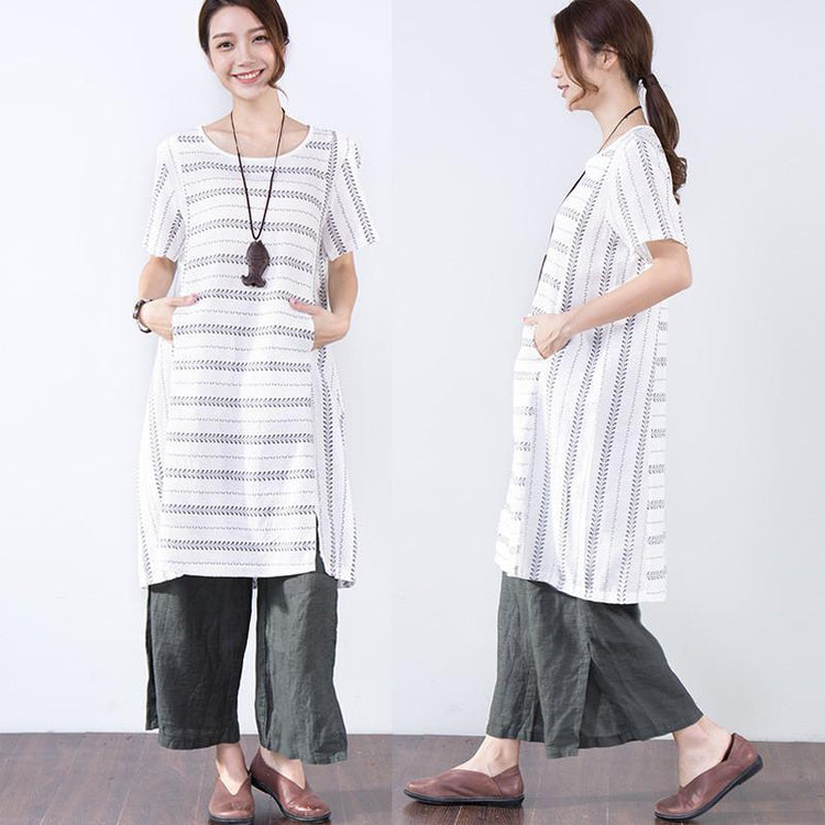 Summer Short Sleeves Women Casual White Dress - Omychic