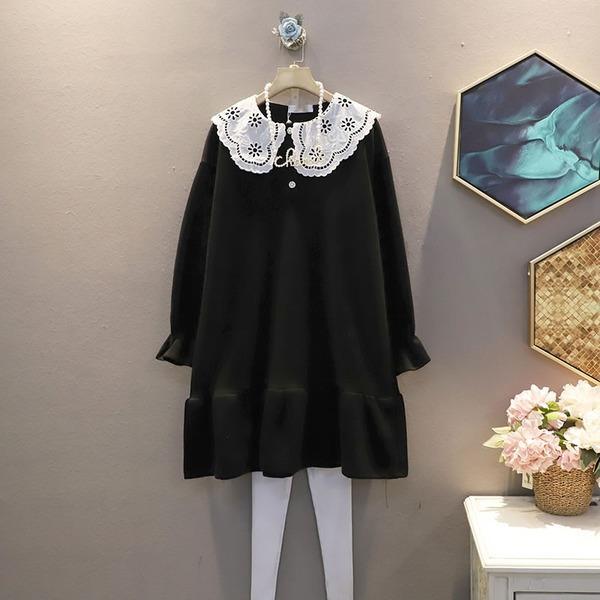 Winter Fashion Elegant Loose Patchwork Pleated Dress Loose Casual Pullover Dress - Omychic