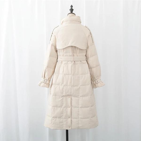 Winter Elegant New Lapel White Duck Down Jacket Women Over The Knee Fashion  Clothing - Omychic