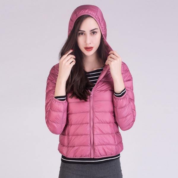 2020 Fall Winter New Plus Size 12 Color Pockets Zipper Slim Warm Down Coat - Omychic