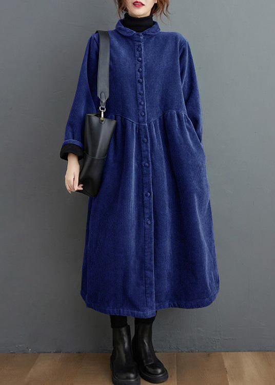 French light blue corduroy coats Inspiration thick Cinched women coats ( Limited Stock)