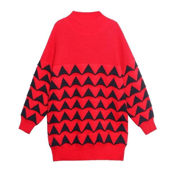 Print Pattern Knitted Pullover Sweater Women 2021 Winter Casual Fashion  Sweater - Omychic