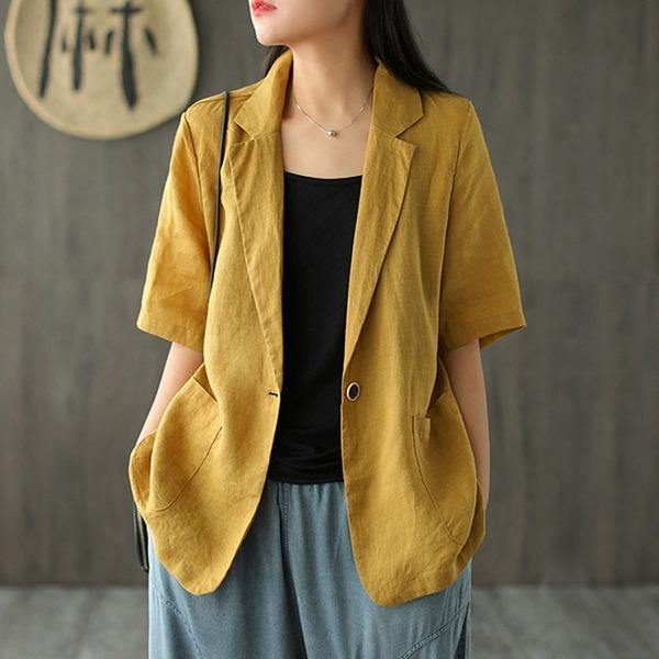 2020 Summer New Cotton Linen Comfortable All-match Women Coat - Omychic