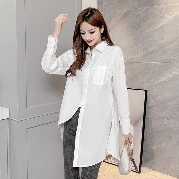 omychic white cotton autumn korean style plus size Casual loose shirt women blouse 2020 clothes ladies tops streetwear - Omychic