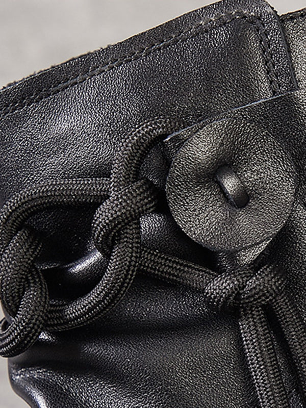 【Leather】Original Casual Solid Color Hollow Out Fish Mouth Platform Shoes