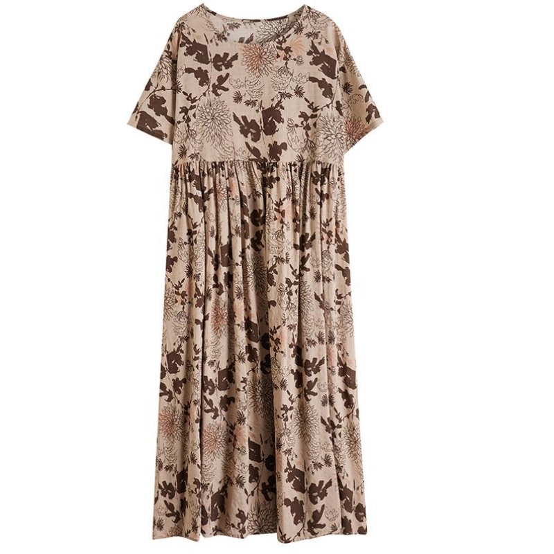 Plus Size Floral Printed Dress Short Sleeve