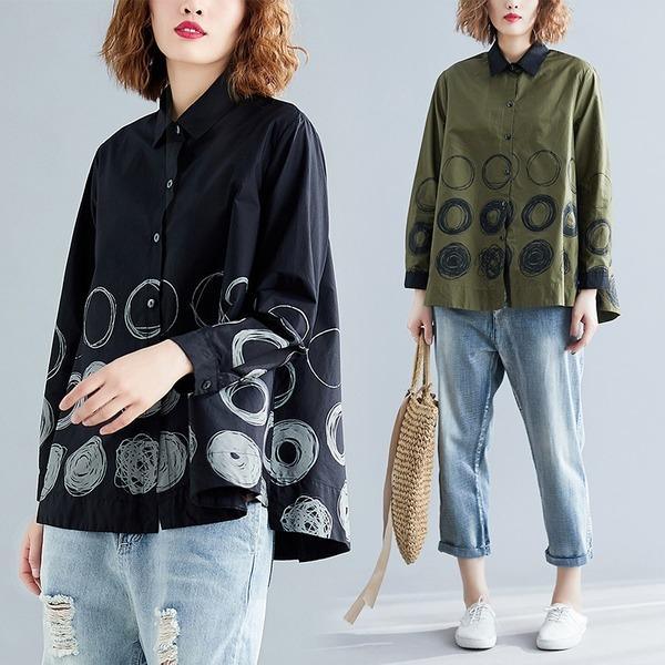 omychic cotton linen autumn vintage plus size Casual loose shirt women elegant blouse 2020 clothes ladies tops streetwear - Omychic