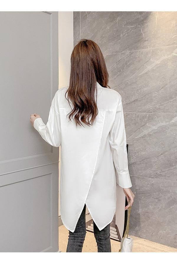 omychic white cotton autumn korean style plus size Casual loose shirt women blouse 2020 clothes ladies tops streetwear - Omychic